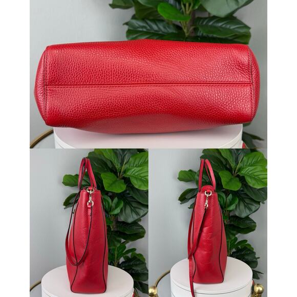 💎✨Authentic Gucci Leather Swing Tote Bag Red - Picture 3 of 7